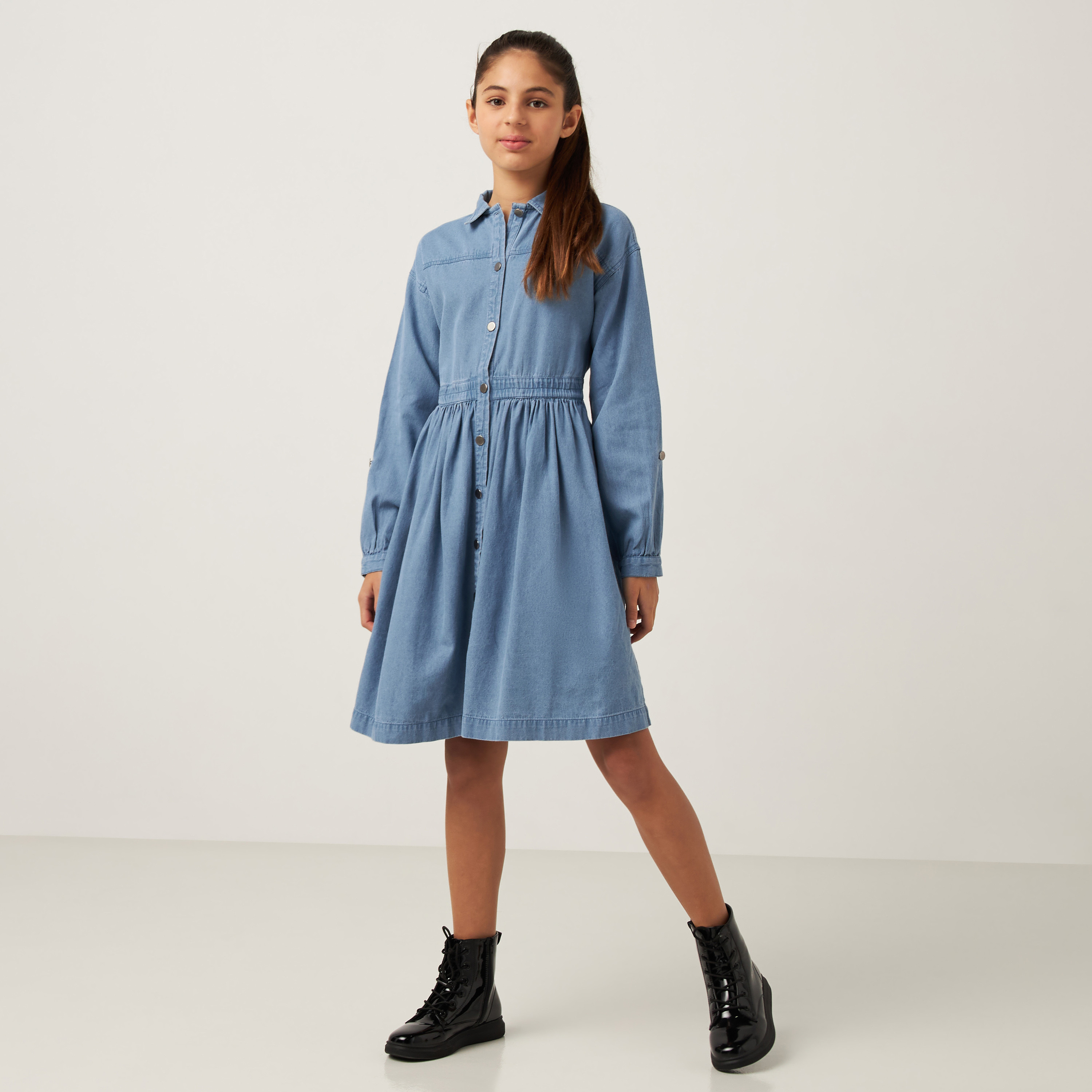 Dresses | Denim Dress With Chain Opening | Freeup